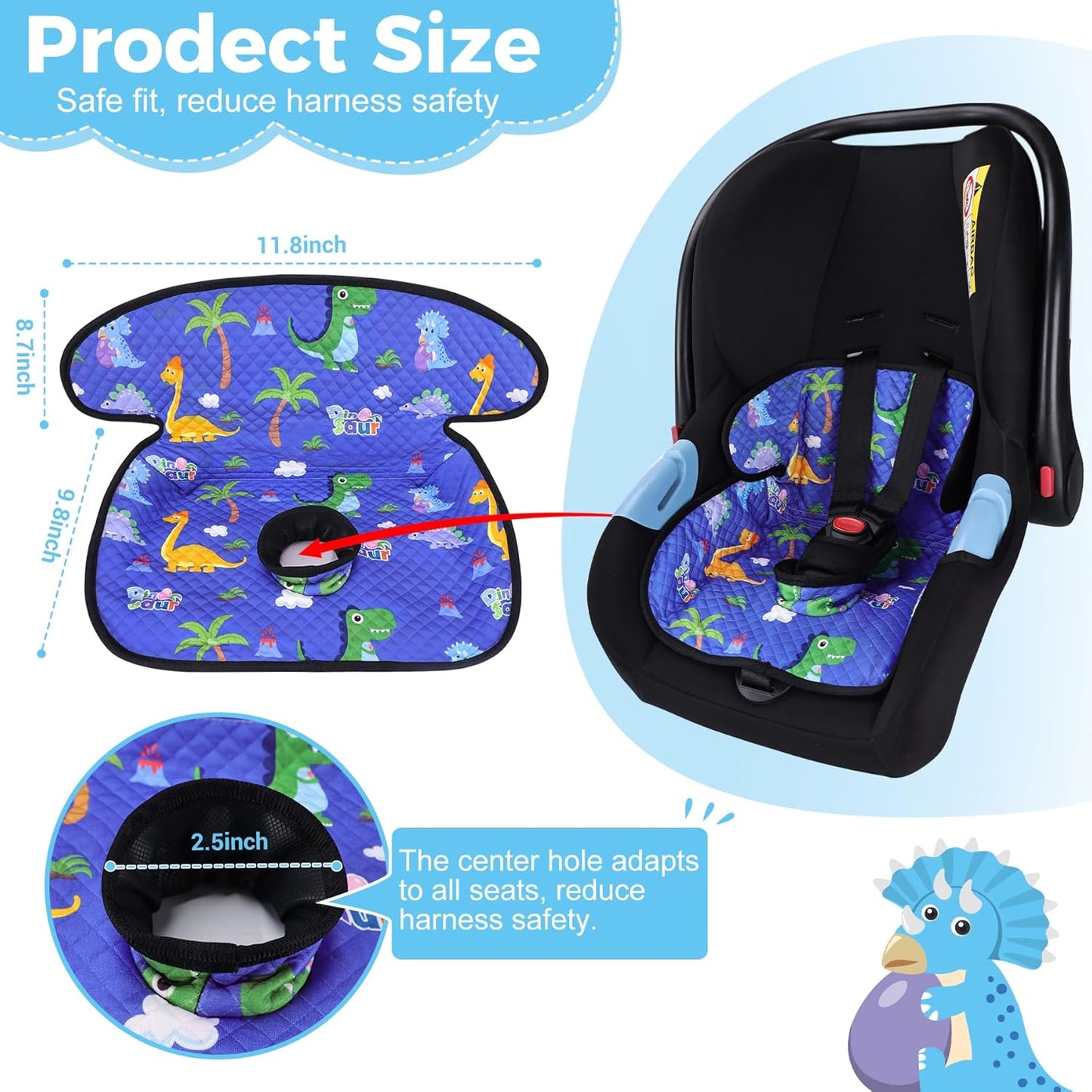 Piddle Pad Car Seat Liner, Waterproof Soft Car Seat Protector for Potty Training, Travel-Friendly Baby Toddler Carseat Cover, Machine Washable Liner for Spills, Potty Accidents (Blue, 2PC)