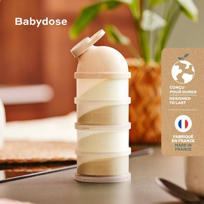 Babymoov Babydose Formula Dispenser On-the-Go, BPA-Free Baby Formula and Snack Container, Travel Essential, 4 Airtight Compartments, XL Capacity, Ergonomic, Dishwasher-Safe, Made in France, Green