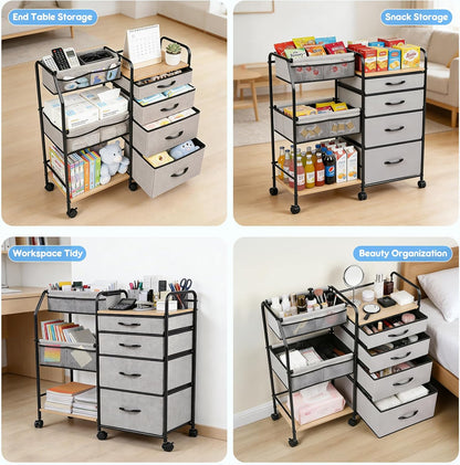 Fabuday Baby Diaper Caddy Organizer Cart - 4 Tier Rolling Diaper Cart with Wheels, Baby Essentials Organizers and Storage, Mobile Utility Carts for Bedside, Crib Nursury, Bedroom, Changing Table