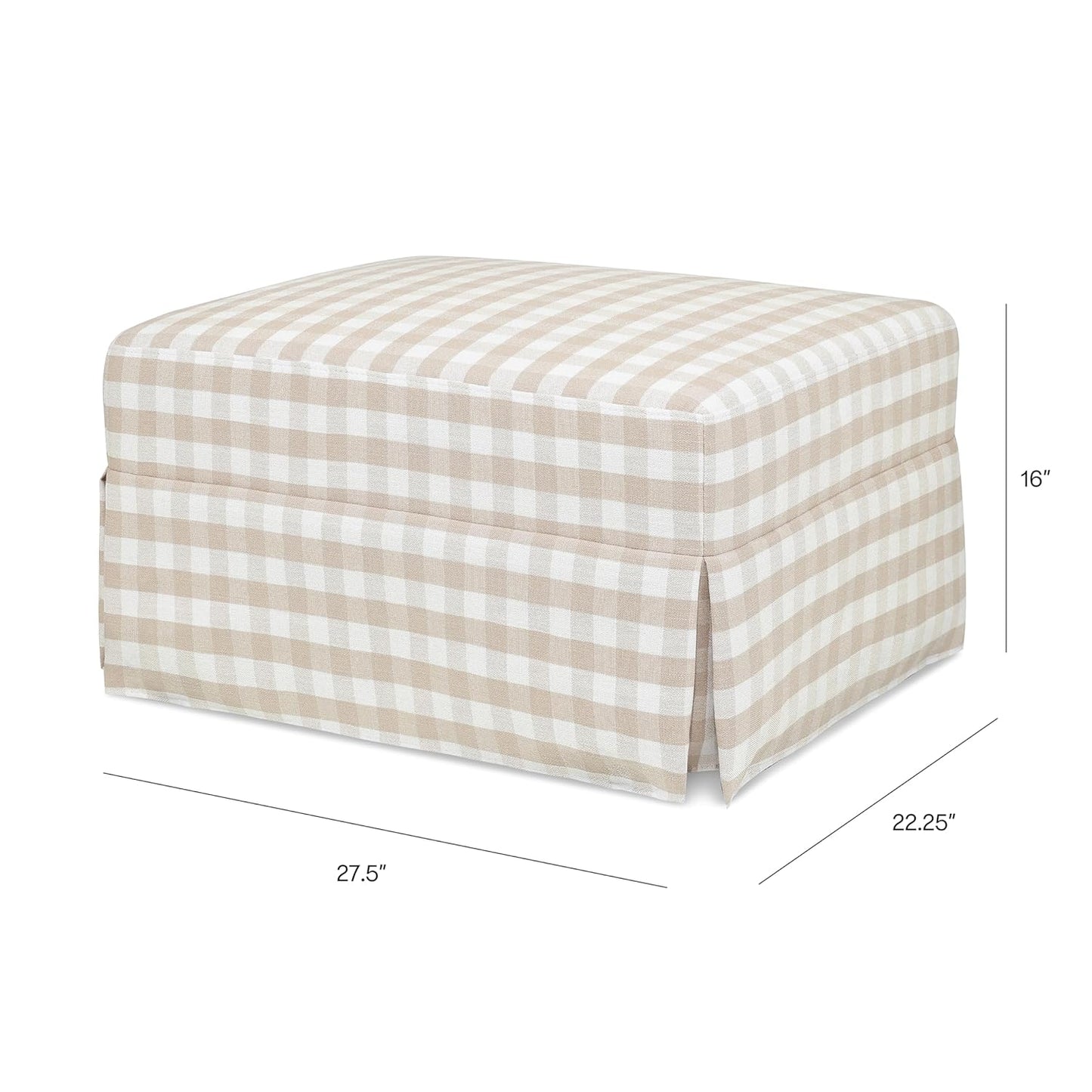 Namesake Crawford Gliding Ottoman in Blue Gingham, Greenguard Gold & CertiPUR-US Certified