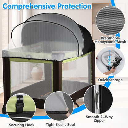 Bassinet Mosquito Net Cover - Half-Blackout Mosquito Net for Baby Crib & Bedside Sleeper, Breathable Crib net with 2-Way Zipper, Sun-Blocking Baby Mosquito Net Cover (Gray-Small)