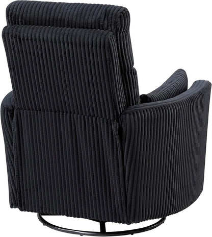 Lexicon Modern Swivel Glider Recliner Chair, Nursery Glider, Corduroy Fabric Upholstery Recliner with 2 Lumbar Pillows, Manual Reclining Sofa Chair for Living Room/Office/Apartment, Beige