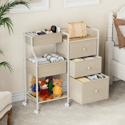 Modanais Baby Diaper Caddy Organizer Cart - 3 Tier Rolling Cart with Dividers and Drawers, Easy To Assemble, Mobile Utility Cart with Wheels for Nursery, Bedroom, Changing Table & Crib