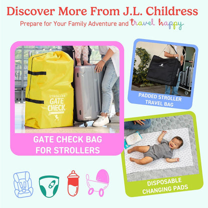 J.L. Childress Gate Check Travel Bag for Car Seats - Car Seat Travel Bag for Airplane, Includes AIRTAG Holder, Fits All Baby Carriers, Infant Carriers & Child Booster Seats - Neon Blue