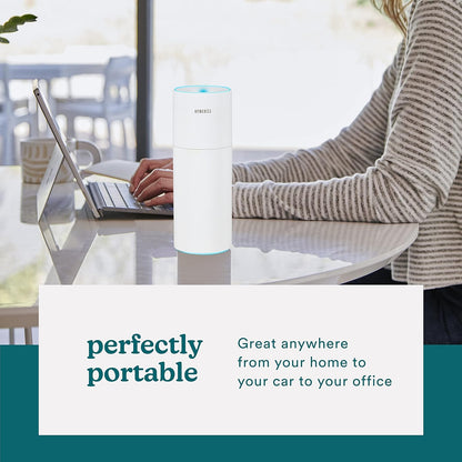 Homedics Portable Humidifier - Small Air Humidifiers for Bedroom, Plants, Office, Travel - Cool Mist Humidifiers, Color-Changing Accent Light, 2 Mist Settings, Matte White