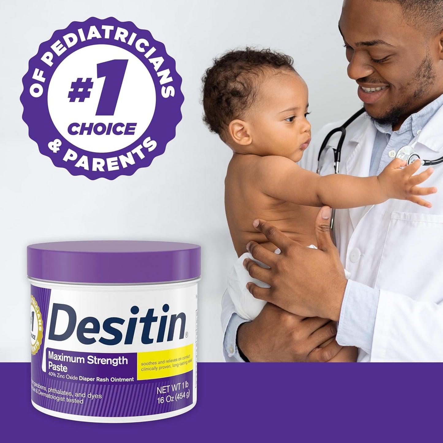 Desitin Maximum Strength Baby Diaper Rash Cream, 40% Zinc Oxide, Hypoallergenic No Added Parabens & Dyes, Protects & Relieves Baby’s Skin for Up to 12 Hours, Prevents Diaper Rash, 4.8 oz Tube
