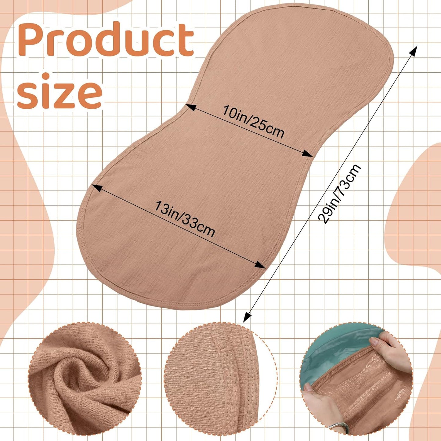 Hahafelt 3 Pcs Changing Pad Liners Fits in Peanut Shape Changing Pad Waterproof Diaper Mats Organic Cotton Peanut Mats are Warm on Baby's Back, Washable Reusable (Starry Style,Multicolor)