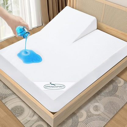 Split Top King Mattress Protector Waterproof Soft & Breathable Terry, 34" Top Split from Head 78''×80'' up to 18'' Depth, Skin-Friendly Machine Washable Mattress Cover