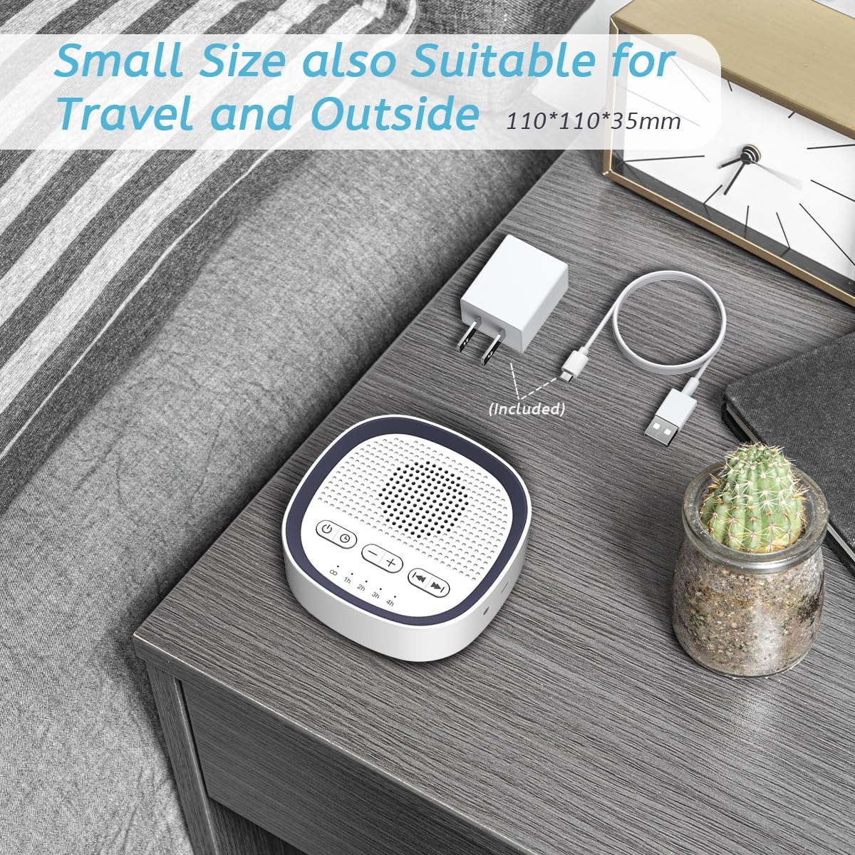 Sleep White Noise Sound Machines with 30 Soothing Sounds 3.5 mm Headphone Jack 5 Timer Settings 32 Precise Volume Memory Function Compact Design Ideal Gift for Everyone