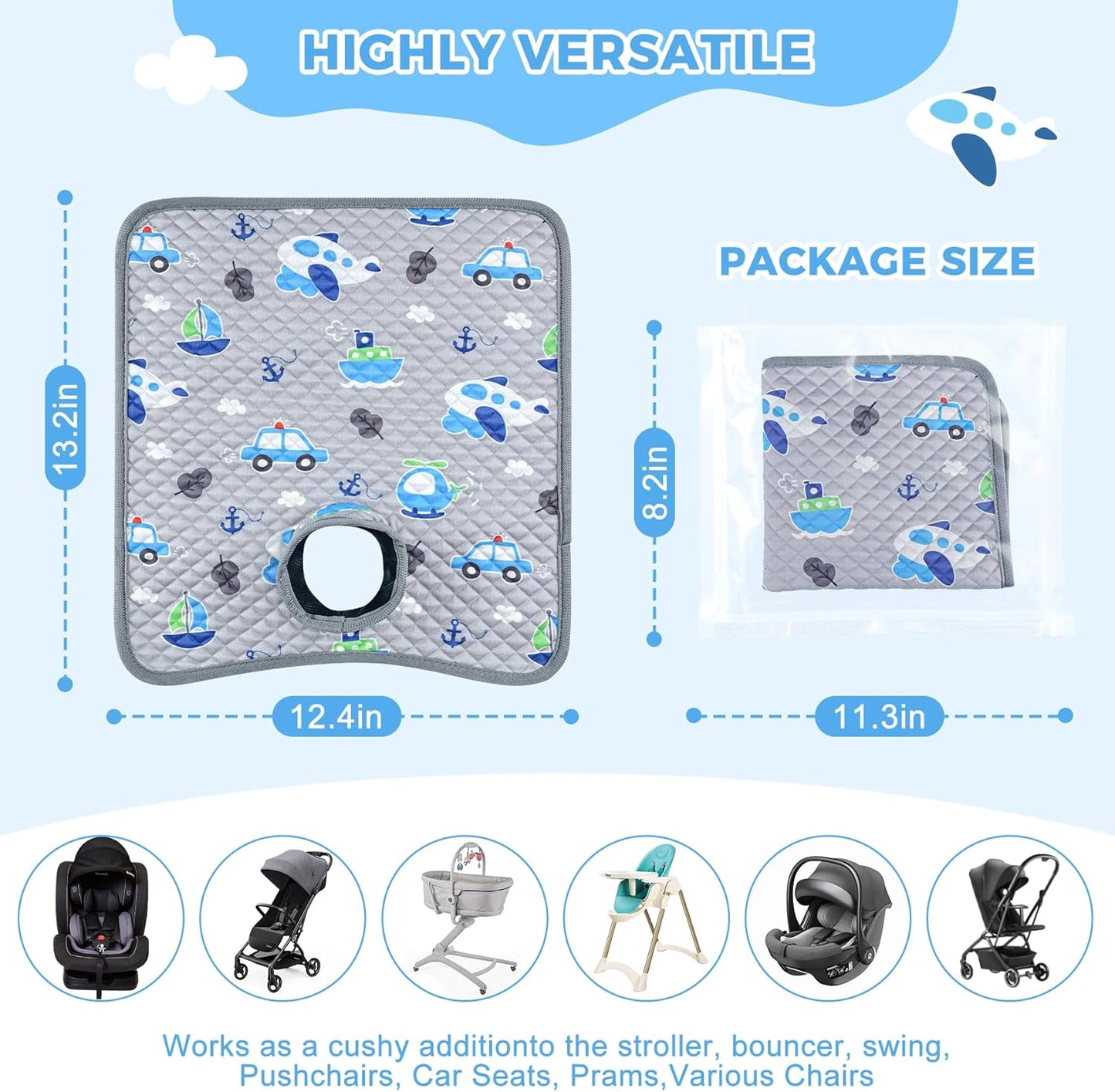 Car Seat Protector for Potty Training, 2 Pack Waterproof CarSeat Liner Toilet Training for Baby Infant Toddler, Dry Seat Piddle Pads Cover for Strollers (Gray)