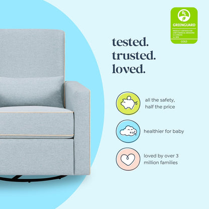 Davinci Piper 360° Swivel Rocker Recliner Chair - Glider Rocking Chair for Nursery and Living Room- GREENGUARD Gold, FSC & Certi-PUR US Certified - Ultra Comfy Glider Recliner Nursery Chair - Cream