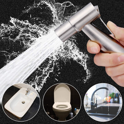 Mudder 2 Pieces Bidet Sprayer Head Stainless Steel Bidet Attachment for Toilet Handheld Cloth Bathroom Diaper Sprayer for Kitchen Adjustable Water Pressure Control (Black)