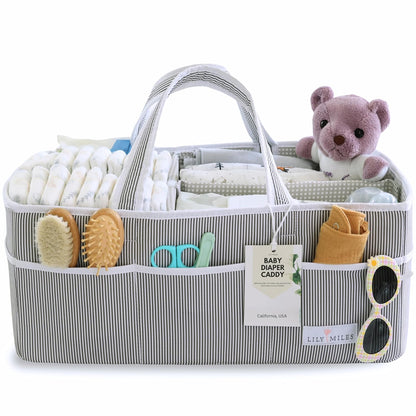 Lily Miles Baby Diaper Caddy Organizer - Large Tote Bag for Newborn essentials Boy or Girl - Baby Shower Basket - Nursery Must Haves - Registry Favorites - Newborn Caddie Car Organizer