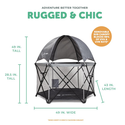 Baby Delight Go With Me Eclipse Mesh Portable Playard | Playpen | Sun Canopy | Indoor and Outdoor | Watercolor Stripe Base
