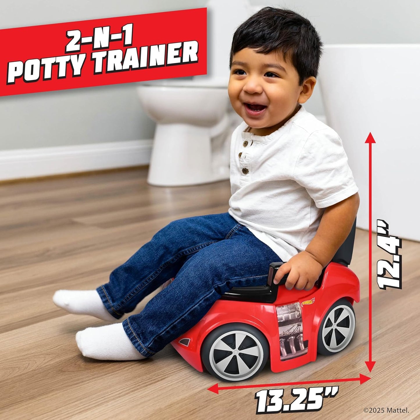 Hot Wheels™ Race Car Potty Training Toilet, Includes Detachable Toddler Toilet Seat and Kids Potty, Ages 12 Months and Up, Red