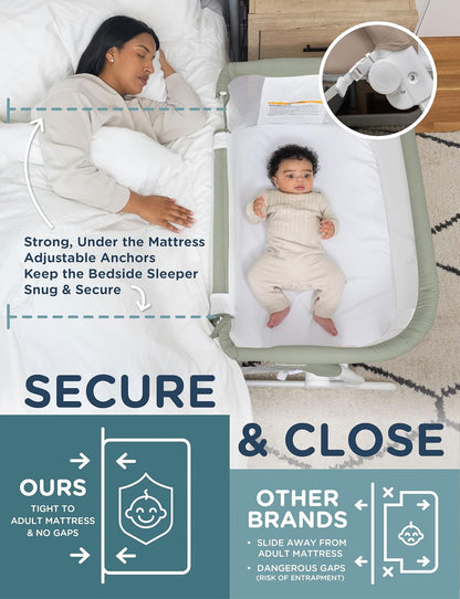 Baby Delight Beside Me Dreamer Bassinet | Bedside Sleeper | 6-Position Height Adjustment | Charcoal Tweed