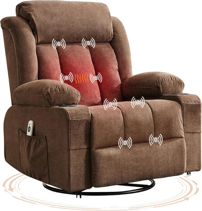 GarveeLife Rocking Recliner Chair for Nursery Glider Recliner with Cup Holder Swivel Rocker with Upholstered Deep Seat Comfy Single Sofa for Living Room Grey
