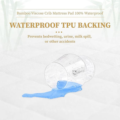 Safe and Sound 2 Pack Bamboo Viscose Crib Mattress Protector, Waterproof Quilted Crib Mattress Pads, Soft Breathable Baby Mattress Cover (28x52 Inches)