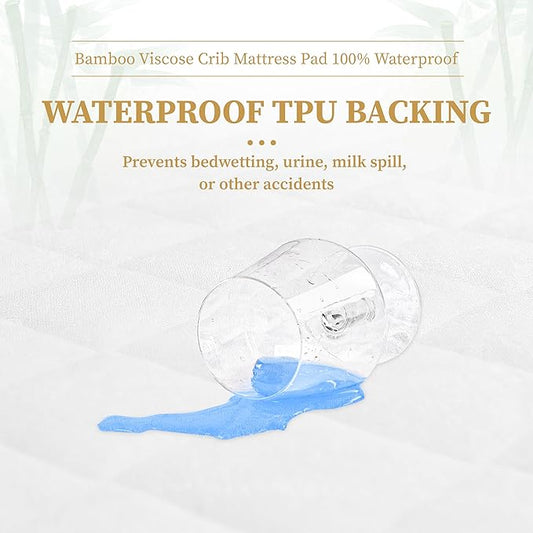 Safe and Sound 2 Pack Bamboo Viscose Crib Mattress Protector, Waterproof Quilted Crib Mattress Pads, Soft Breathable Baby Mattress Cover (28x52 Inches)