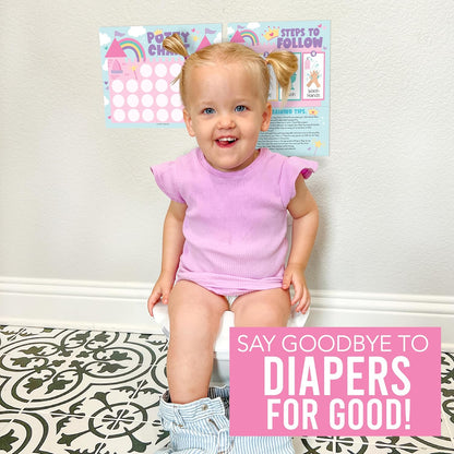 Hadley Designs Potty Training Chart for Toddlers Girls -10 Sticker Potty Chart for Toddlers Girls, 8.5x11" Potty Training Sticker Charts for Toilet Success, Unicorn Toddler Reward Chart for Kids