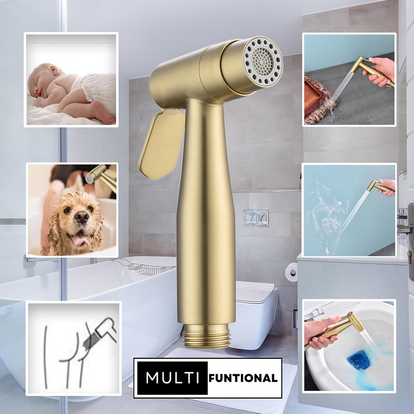 Matte Black Senhozi Toilet Bidet Sprayer, Sprayer Attachment with Stainless Steel Hose for Personal Hygiene, Handheld Toilet Sprayer for Baby Cloth Diaper and Bathroom Spray for Pet Shower Baby Shower