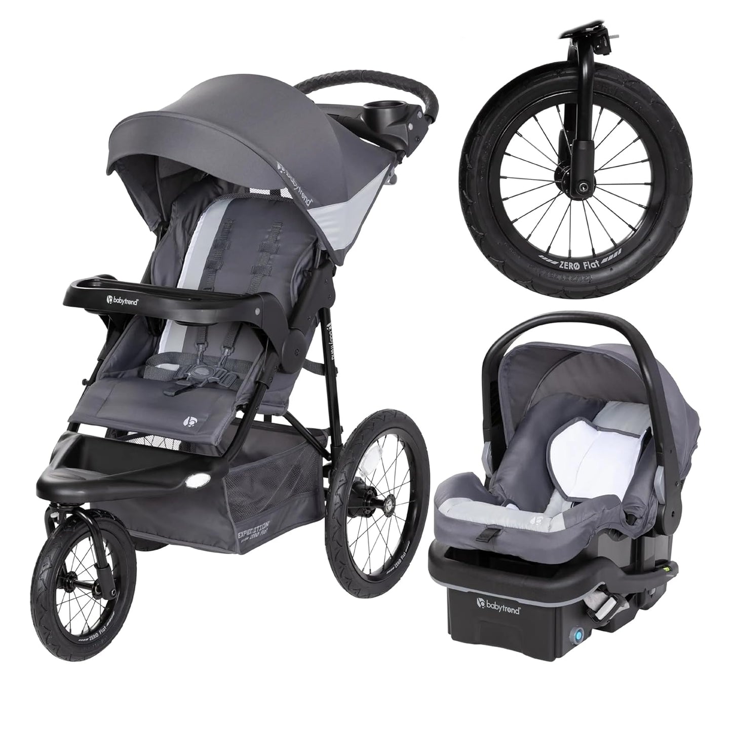 Baby Trend Expedition® Zero Flat Jogger with LED Lights, Dash Grey