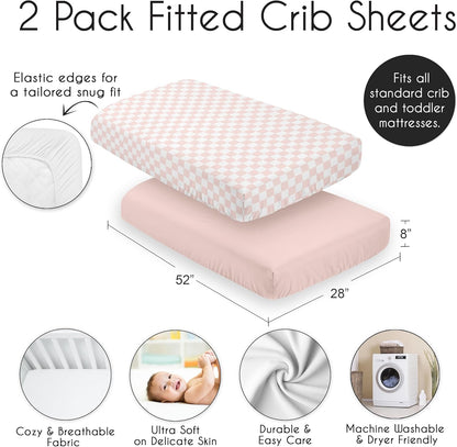 Sweet Jojo Designs 2-Piece Baby Bassinet Sheets Set (Black/White Gingham Checkered Plaid) for Boy/Girl, Infant Newborn Nursery, Oval, Rectangle & Hourglass Mattress (Solid Onyx & Classic Checkerboard)