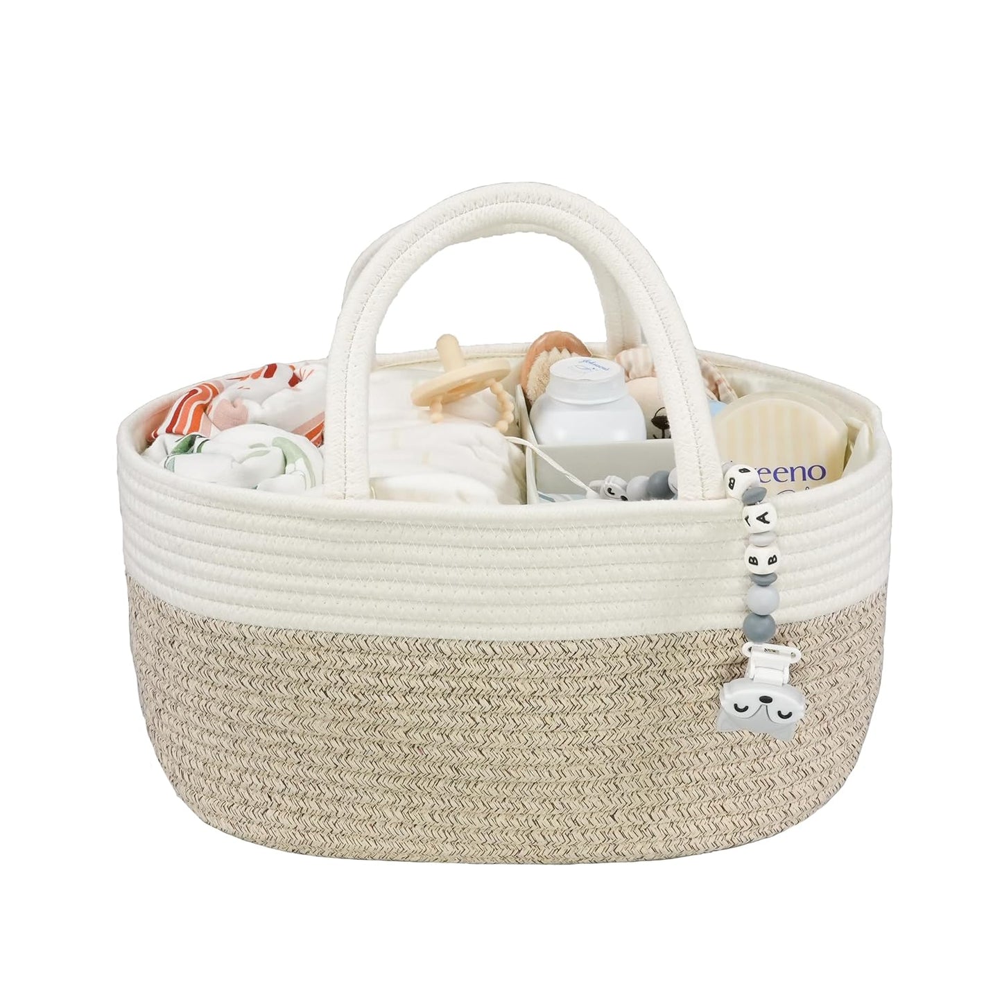 Baby Diaper Caddy Organizer for Girl Boy Rope Nursery Storage Bin Basket Portable Holder Tote Bag for Changing Table Car Travel Baby Shower Gifts Newborn Essentials Registry Must Have Items Pink