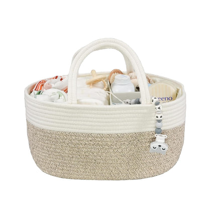Baby Diaper Caddy Organizer for Girl Boy Rope Nursery Storage Bin Basket Portable Holder Tote Bag for Changing Table Car Travel Baby Shower Gifts Newborn Essentials Registry Must Have Items Pink