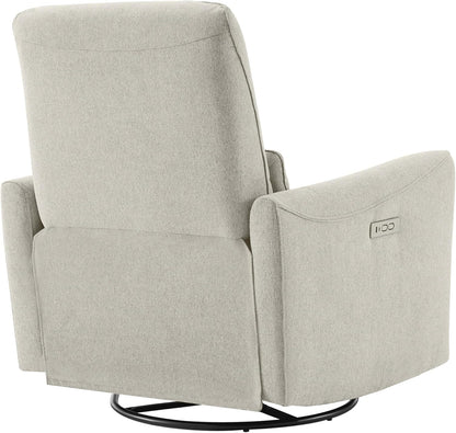 CHITA Power Recliner Chair Swivel Glider, FSC Certified Upholstered Living Room Nursery Reclining Sofa Chair with Lumbar Support, Linen