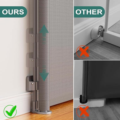 Babepai Retractable Baby Gates Extra Wide | 55" Wide x 38" Tall Dog Gates for Stairs | Indoor/Outdoor Use | Child Gates for Doorways, Deck, Porch, Hallways, Patio - Gray