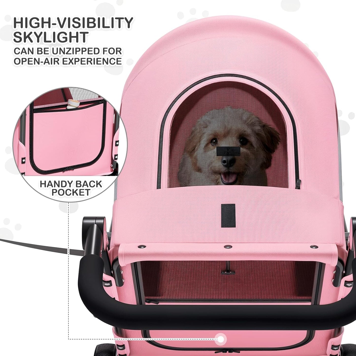 MoNiBloom Large Pet Stroller with Anti-Slip Ramp, Heavy Duty Dog Stroller Up to 99lb, Safe & Gentle Mobility Aid, All-Terrain Wheels, Idea for Injured, Disabled, & Senior Dog