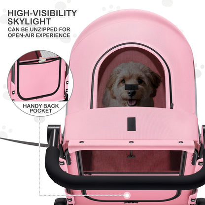 MoNiBloom Large Pet Stroller with Anti-Slip Ramp, Heavy Duty Dog Stroller Up to 99lb, Safe & Gentle Mobility Aid, All-Terrain Wheels, Idea for Injured, Disabled, & Senior Dog