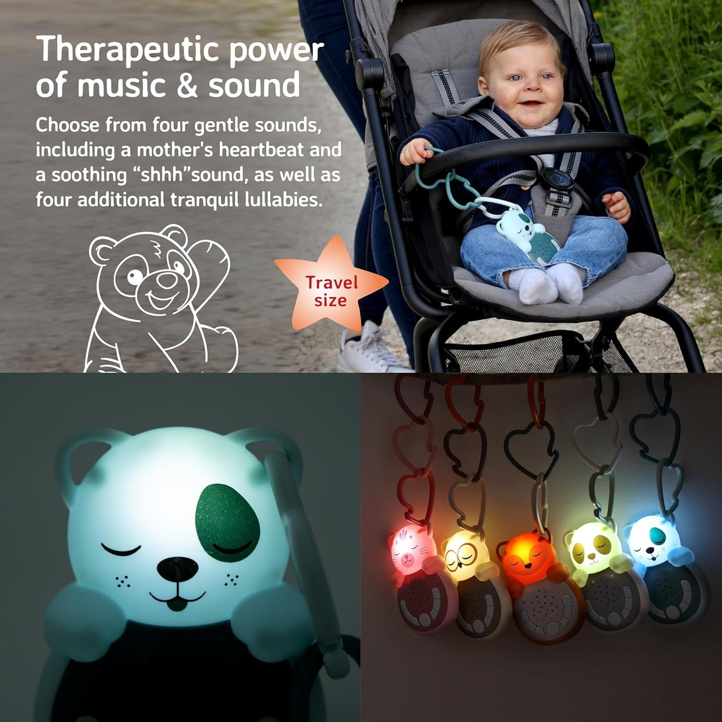 Cloud b Travel Comforting Sound Machine w/Calming Light | 4 White Noise and 4 Lullabies | Re-Activating Smart Sensor | Sweet Dreamz On the Go™ - Fox