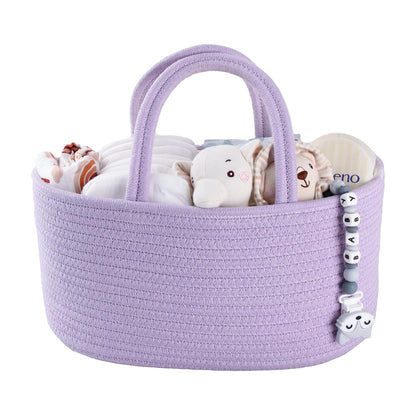 Baby Diaper Caddy Organizer for Girl Boy Rope Nursery Storage Bin Basket Portable Holder Tote Bag for Changing Table Car Travel Baby Shower Gifts Newborn Essentials Registry Must Have Items Pink