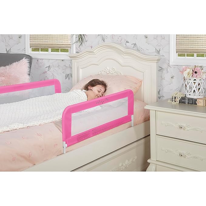 Dream On Me Lightweight Mesh Security Adjustable Bed Rail Double Pack with Breathable Mesh Fabric in Pink, 2 Count (Pack of 1)