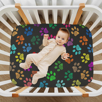 Fall Cute Mushroom Leaves Fitted Crib Sheets Stretchy Portable Playard Sheets for Baby Toddler, Breathable Soft Mini Crib Mattress 52 x 28 in for Boys and Girls