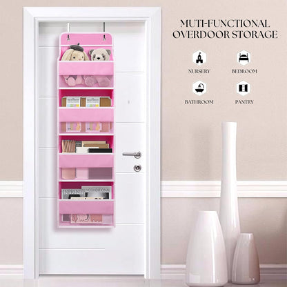 Giraffe Creation Over Door Organizer with 4 Large Capacity Pockets, Hanging Organizer Storage for Closet Bathroom Nursery Bedroom Dorm, Toys Cosmetics Sundries and Baby Essentials, Pink