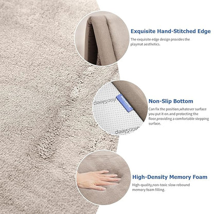 Baby Play Mat for Floor,1.3" Thick Memory Foam Tummy Time Mat for Toddlers,Infants,Kids,Water-Repellent Soft Nursery Rug,71"×79" Extra Large Non Slip for Crawling&Yoga,Tatami Style for Living Room(Beige)