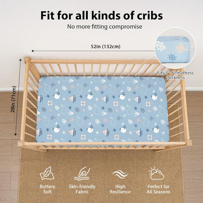 Baby Mini Crib Sheets Girl, Portable 38”x26” Pack and Play Sheets Fitted for Playard and Pack N Play Mattress, 3-Pack Soft Microfiber Pink Rainbow