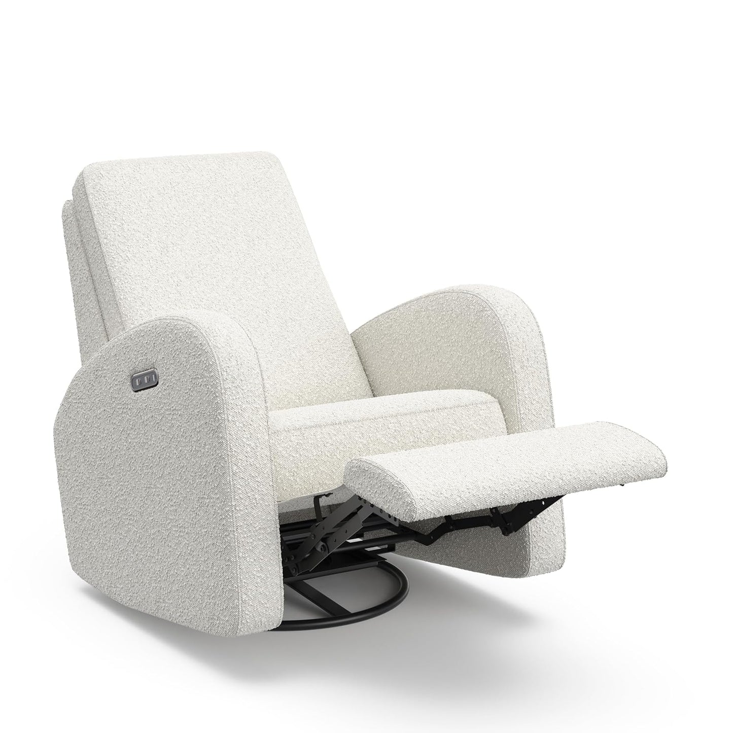 Storkcraft Santa Monica Power Recliner Swivel Glider (Dune Basketweave) – Effortless Electronic Power Recline, USB-A & USB-C Charger