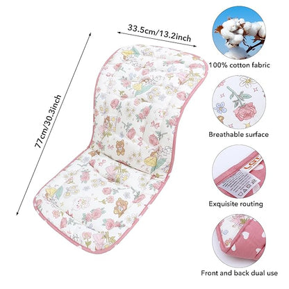 Baby Stroller Cushion,Infant Car Seat Insert-Reversible Universal Breathable and Soft Newborn seat Liner for Stroller,100% Cotton Seat Pad Liner for Newborns-34x78cm,1 Pack(Pink Princess)