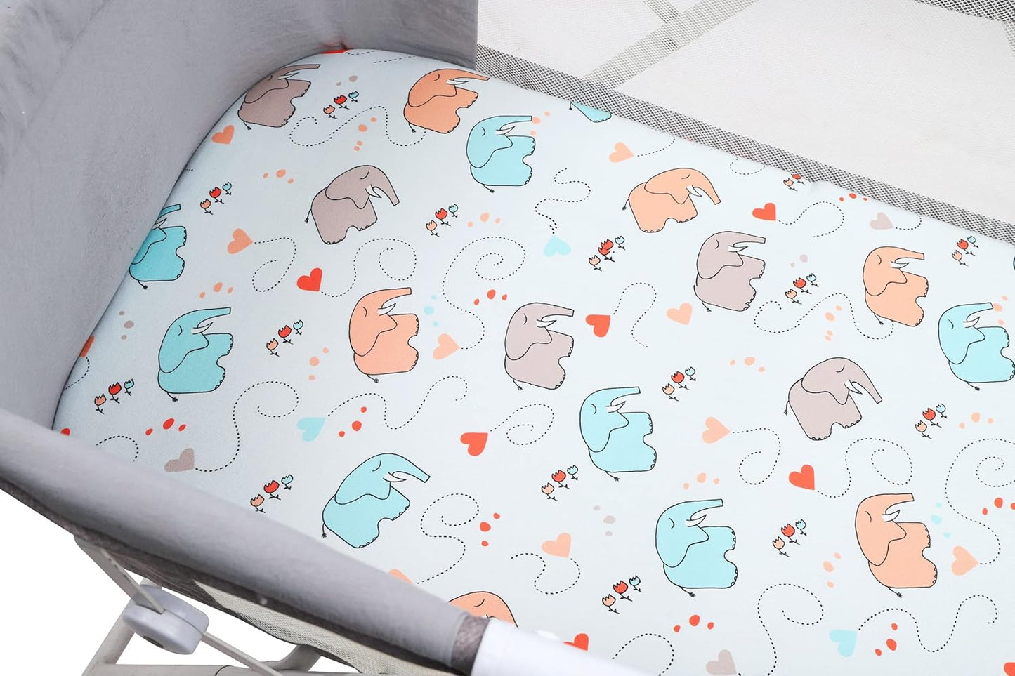 Onacosht Stretchy Bassinet Sheets 33" x 19" Compatible with Mika Micky, KoolaBaby (3 in 1), BabyBond, HARPPA and RICUTON Bedside Bassinet, 3 Pack for Baby Boy and Girl, Pink Floral