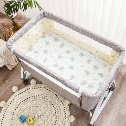 4 Pack Baby Bassinet Sheets - 35"x20" Bedside Bassinet Sheets for Newton, Ezebaby, AMKE & Other Large Bedside Sleeper | Ultra Soft & Skin Friendly Bassinet Fitted Sheets for Boys Girls