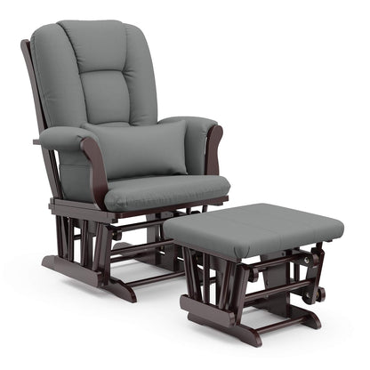 Storkcraft Tuscany Glider with Ottoman (Black/Gray) — GREENGUARD Gold Certified, Bonus Lumbar Cushion Included, Solid Wood Base, Smooth Motion, Award-Winning Nursery Rocking Chair, Glider and Ottoman