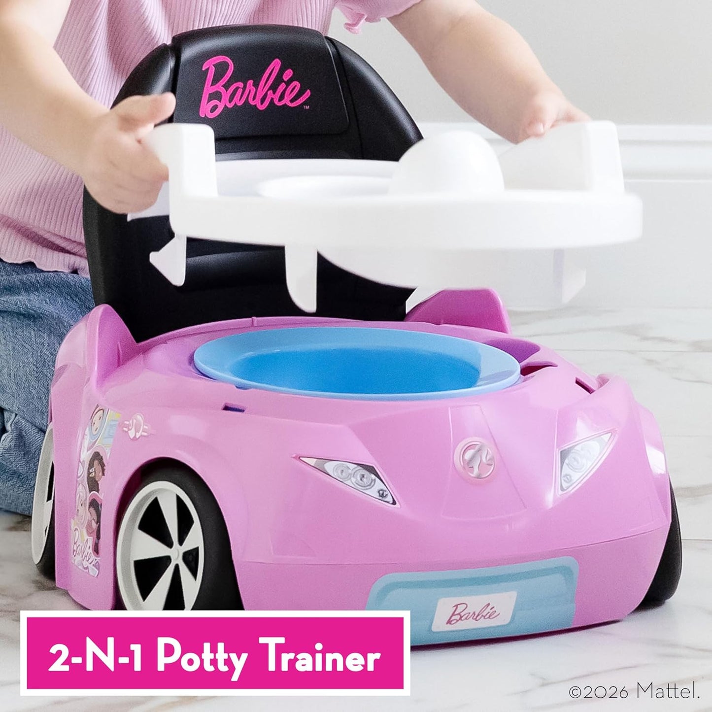 Barbie™ Convertible Car Potty Training Toilet, Includes Detachable Toddler Toilet Seat and Kids Potty, Ages 12 Months and Up, Pink