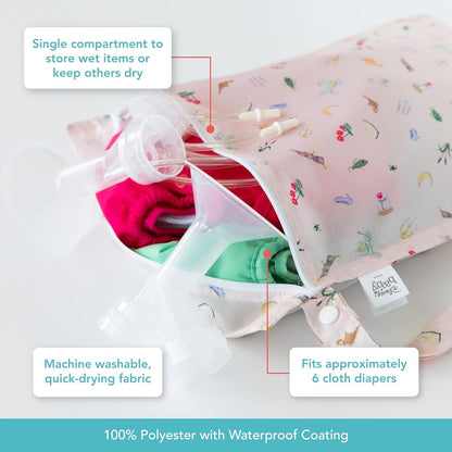 Bumkins Disney Waterproof Wet Bag for Baby, Travel, Swim Suit, Cloth Diapers, Pump Parts, Pool, Gym Clothes, Toiletry, Strap to Stroller, Daycare, Zip Reusable Bag, Packing Pouch, Winnie the Pooh