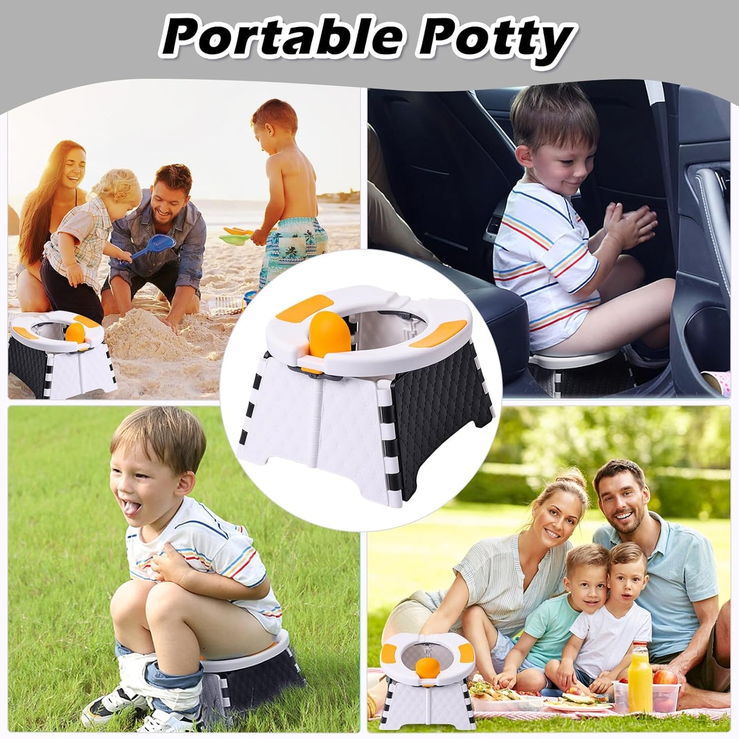 Portable Potty Chair for Toddlers with Splash-Proof Design, Foldable Travel Potty with Bag & 30 Refills - Kids Toilet for Car, Camping, Indoor - Easy Clean Baby Potty Training Seat(Red-blue)