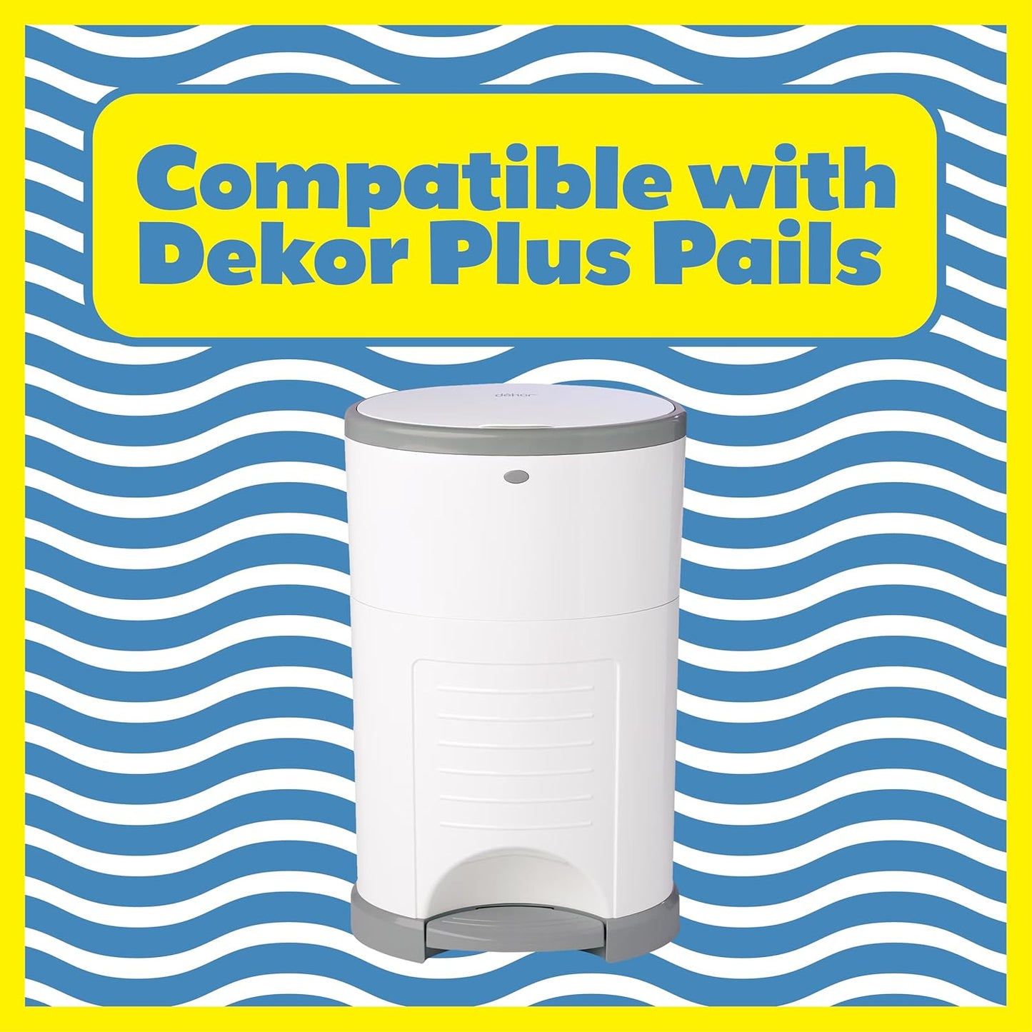Diaper Pail Refills - Fits Dekor PLUS Extra Thick, Powerful Odor Elimination & Fresh Powder Scent | Easy to Replace and Dispose of Diaper Bag - PLUS size refill bags (5)
