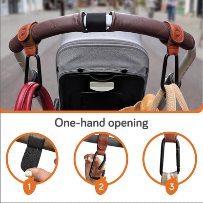 Baby Uma Stroller Hooks for Bags (2 Pack) - Universal Stroller Clips and Hooks, Non-Slip with One-Hand Opening, 11 lb Weight Capacity, Baby Travel Essential